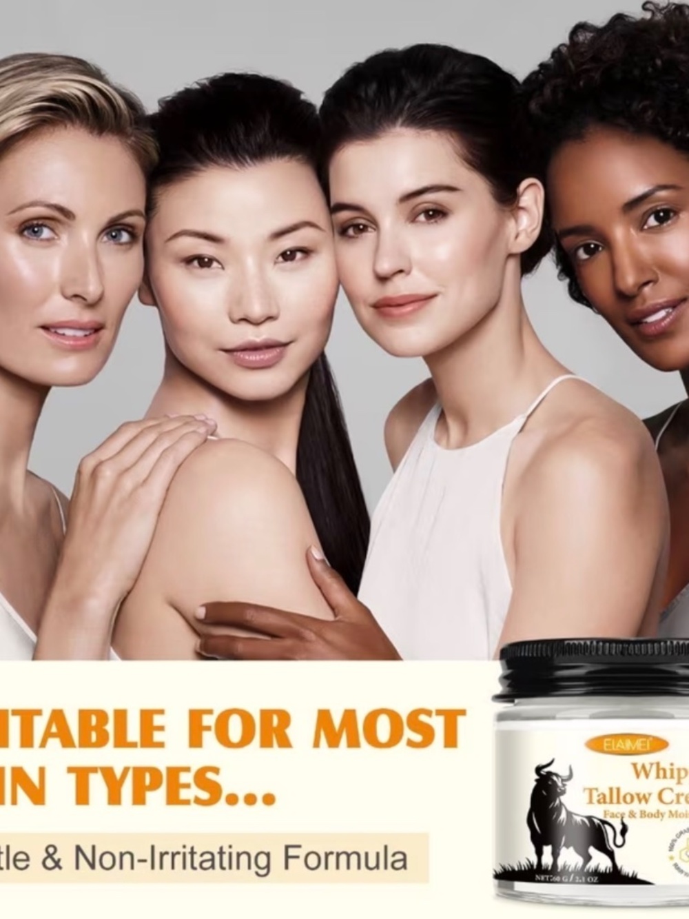 Whipped Tallow Cream Face & Body Moisturizer - White with Orange Accents - Picture 7 of 8